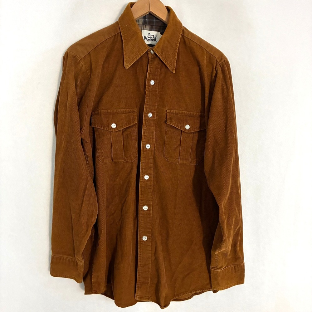 Vtg Woolrich Corduroy Shirt Mens L Rust Button Up Outdoor Work Gorpcore